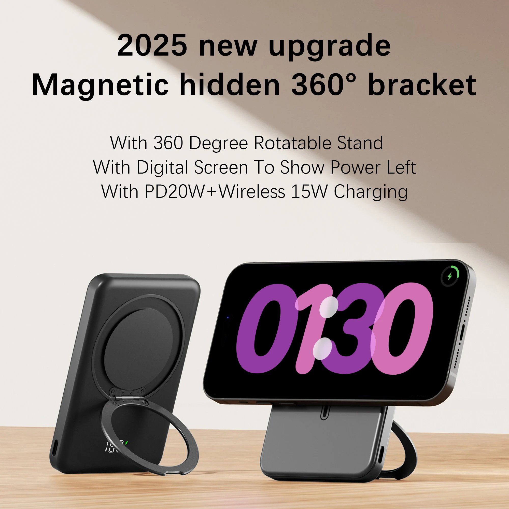

10000mAh Slim Magnetic Power Bank for MagSafe,Wireless Fast Charger Stand 20W Mini Portable External Battery For iPhone Samsung