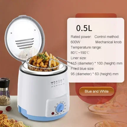 Smokeless Multifunctional 0.5L Mini Electric Oil Fryer Oven French Fries Chicken Frying Pot Grill Fried Fish Hotpot Machine EU