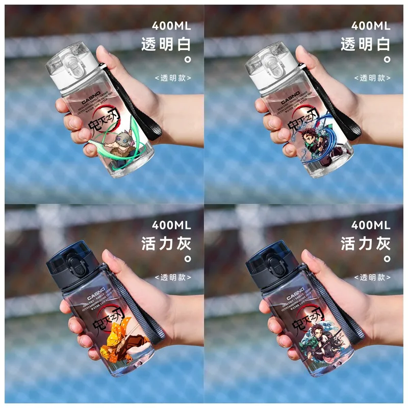 Anime Demon Slayer Series Cartoon Printed 400ml Plastic Water Cup Kawaii Portable Outdoor Sports Water Cup Student's School Cup