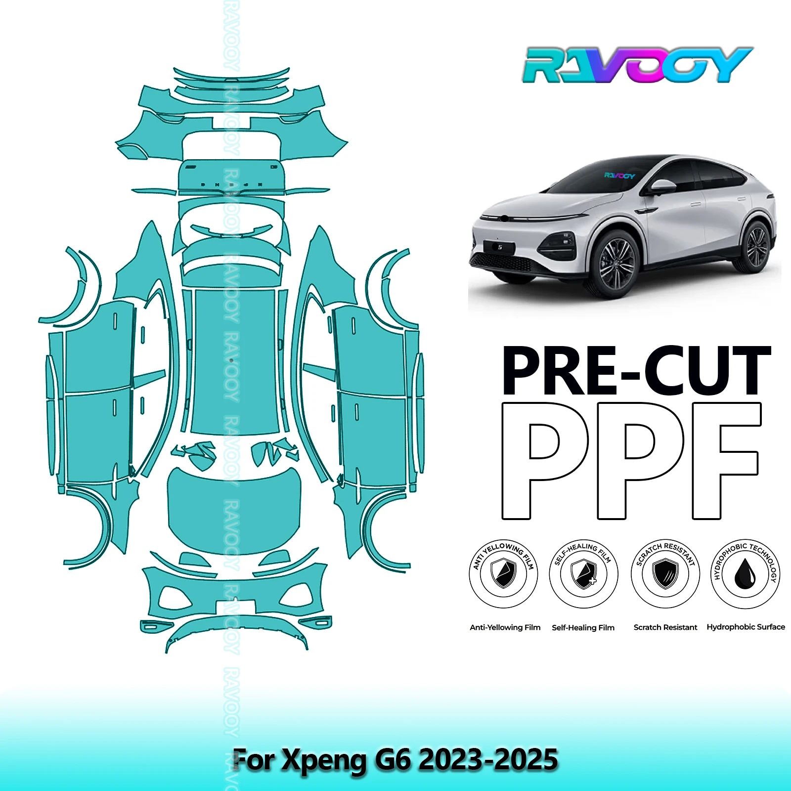 

Car Precut Paint Protection Film Full Vehicle Anti-scratch Exterior TPU PPF For Xpeng G6 2023-2025