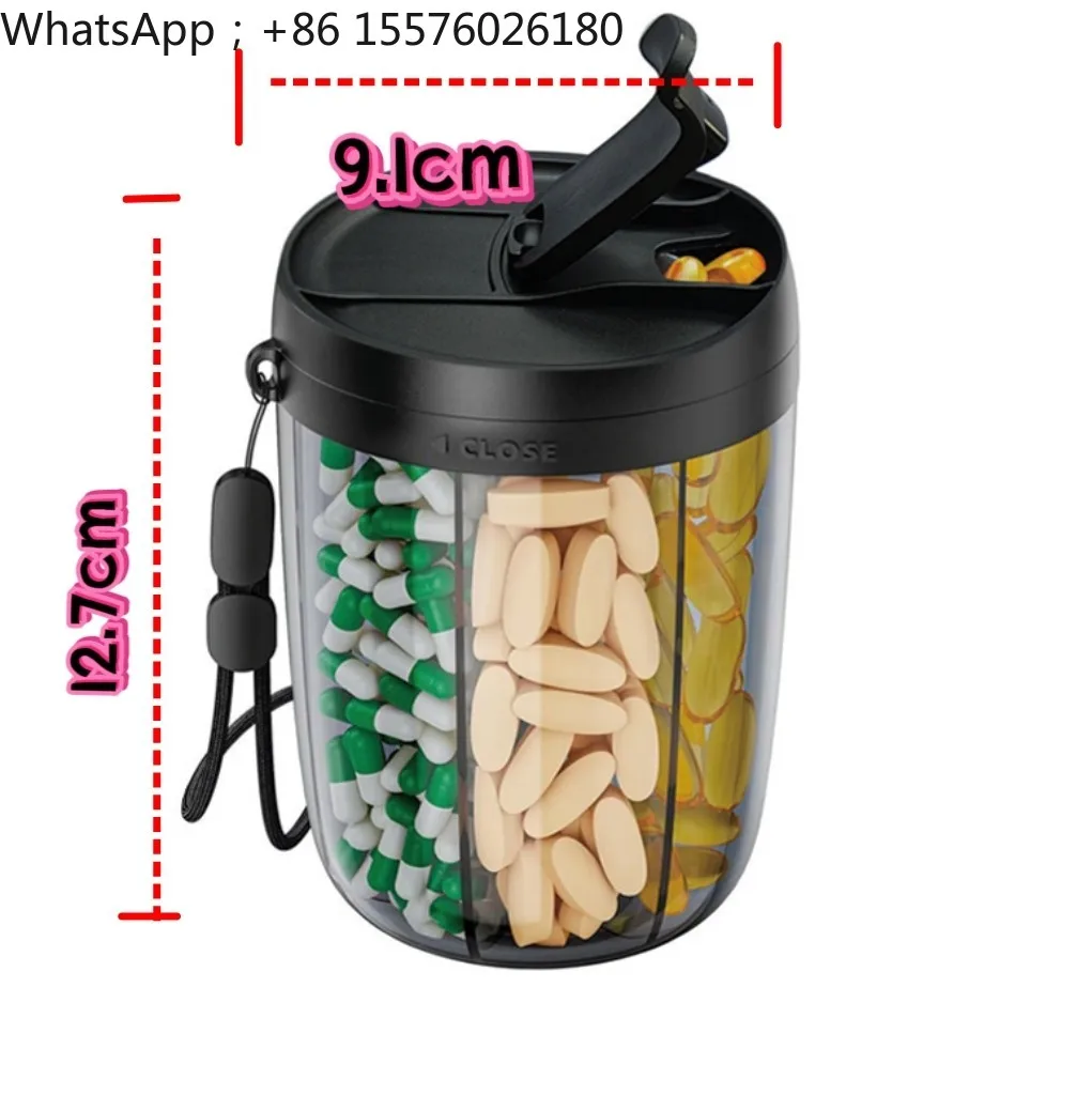 One-week Portable Medicine Box, Six-grid Packaging Design, Multi-grid Sealed Storage, Pills, Three Meals A Day Lanyard