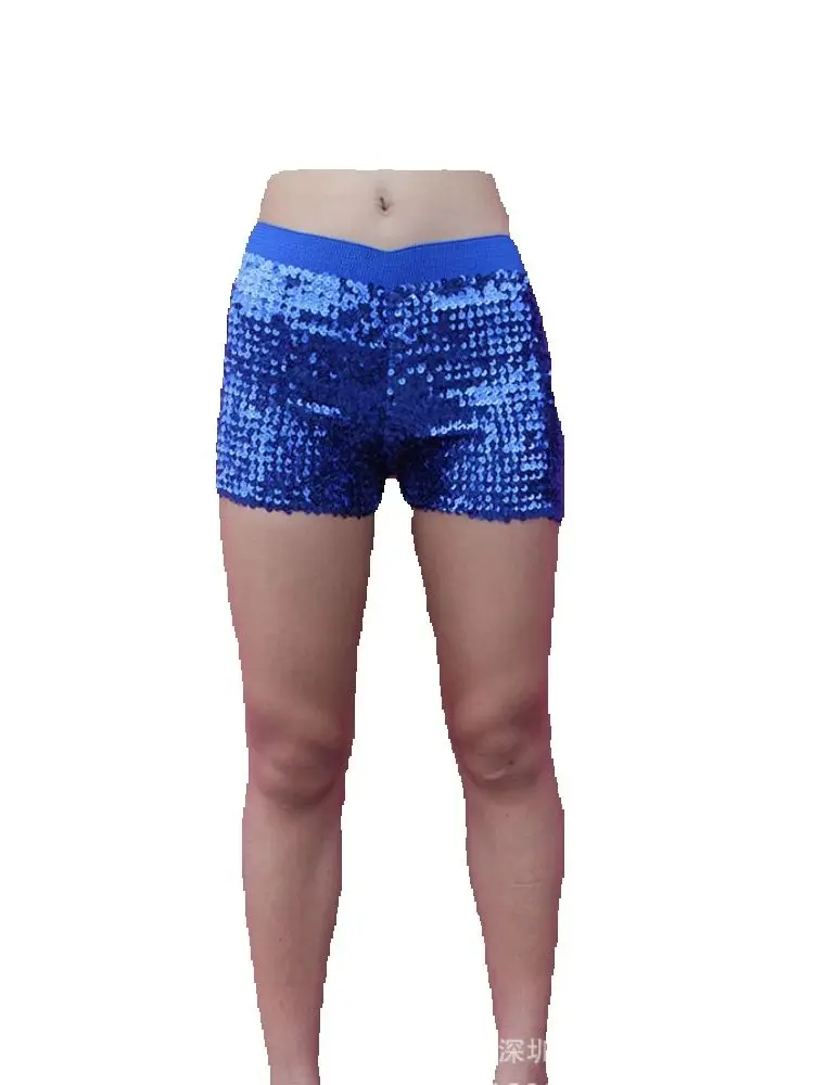 1pcs/lot woman dancing short lady sequined elastic waist shorts patchwork skinny sequined shorts