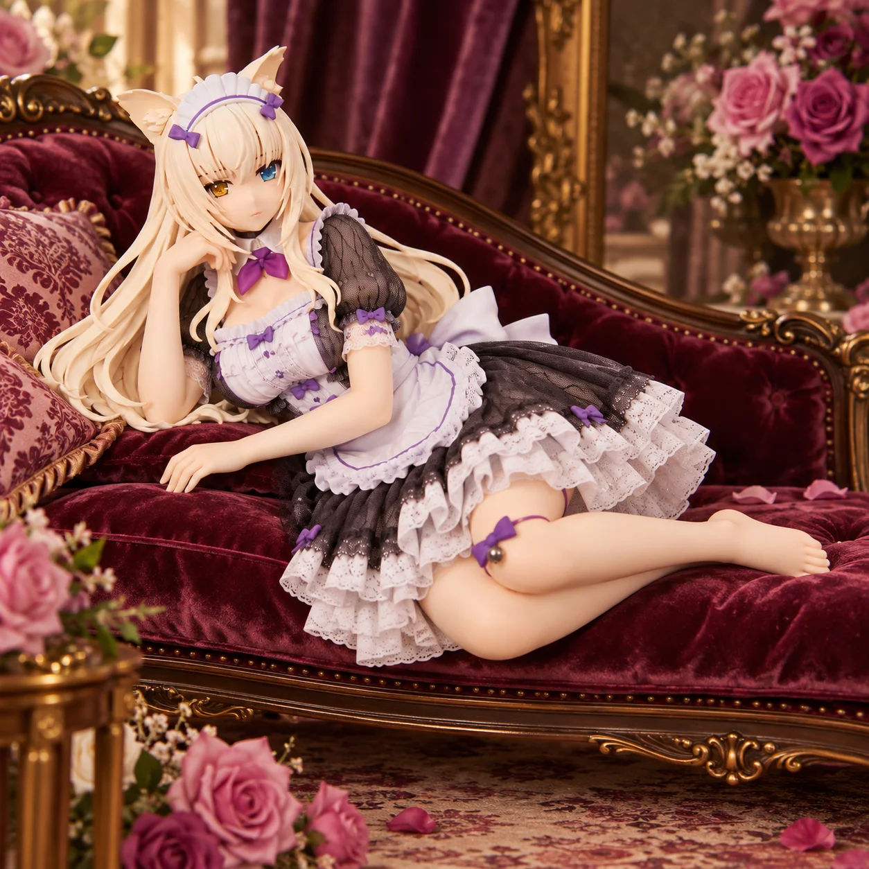 Nekopara Coconut catgirl maid 45cm silicone figurine, anime figurine, for display in a collection showcase