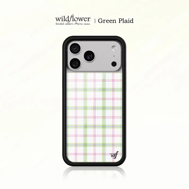 

New Wildflower Ins Pink green grid wf Phone Case For iPhone 17 13 12 14 15 16 Pro Max plus 17Air Korea popular lattice wf Cover﻿