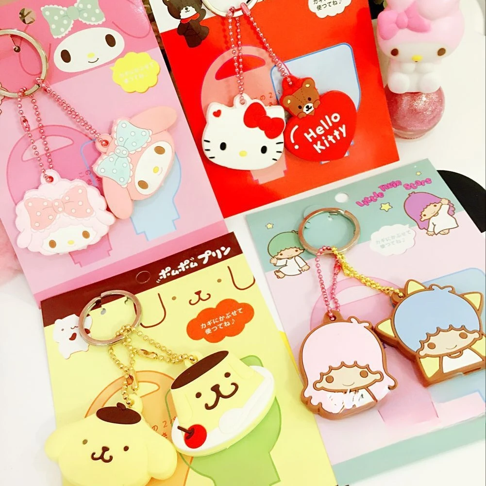 

Sanrio Hello Kitty Cartoon Keychain Set 2 Kawaii My Melody Key Sleeve Accessories Couple Bag To Decorate Birthday Gift Christmas