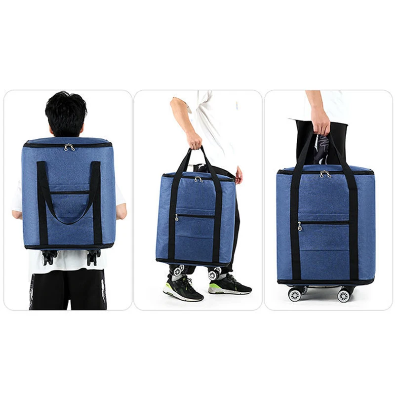 Folding Storage Luggage Bag Large Capacity 360° Universal Wheel Waterproof Oxford Cloth Portable Backpack with 4 Wheels