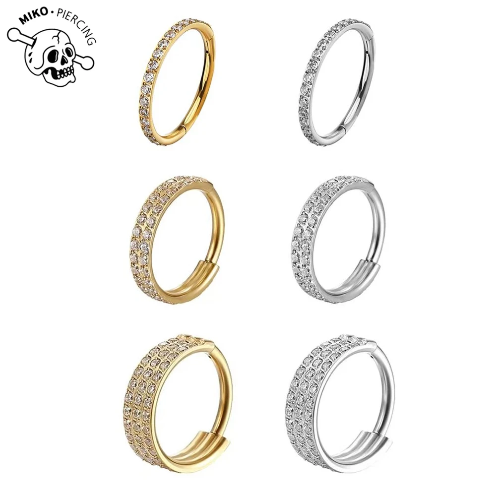 1 Stück G23 Titan Piercing Doppelschichtig Dreifach Gestapelter Klappbarer Zirkon Nasenring Helix Knorpel CZ Kleiner Knorpel Septum Ring