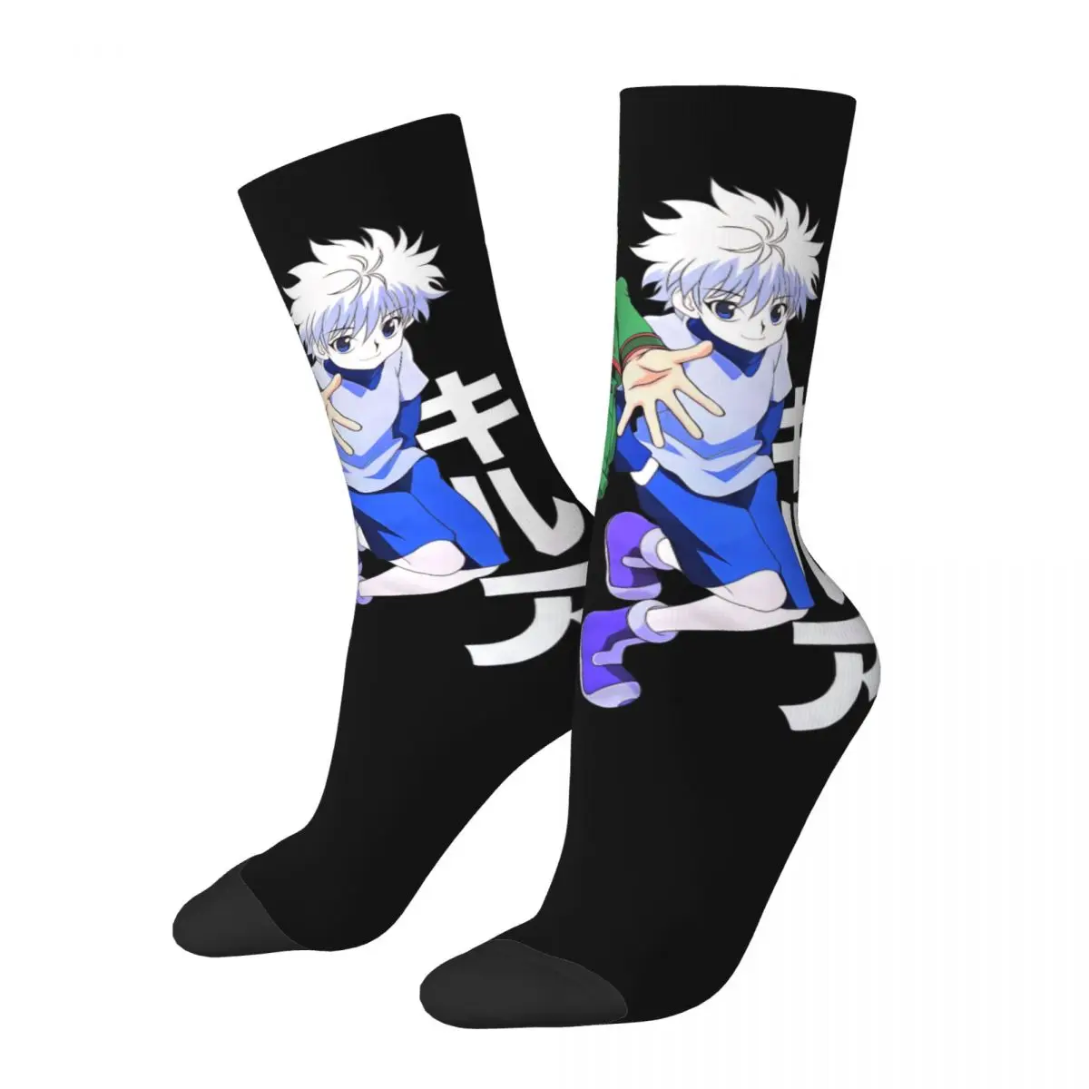 

Hip-hop HXH Gon Killua Zoldyck Anime Basketball Socks Polyester Middle Tube Socks for Women Men