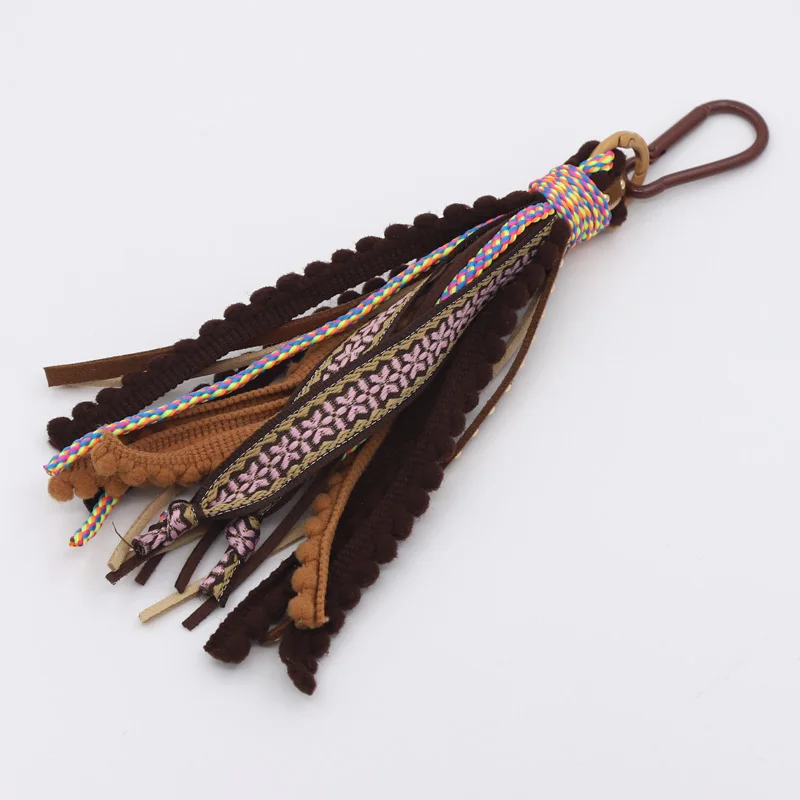 VONNOR Handmade Jewelry Boho Multi-layer Ribbon Tassel Keychain Hiking Buckle New Versatile Bag Decoration Pendant Accessories