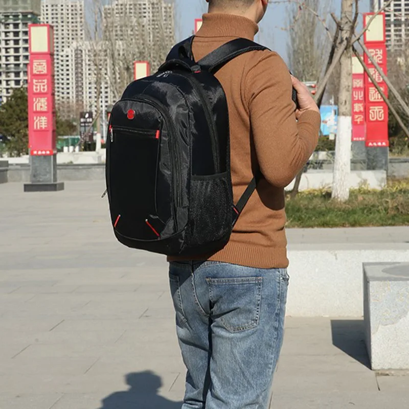 Bolsa Escolar de gran capacidad para estudiantes, mochila informal de Color sólido, Material Oxford, mochila Simple multifuncional para hombres