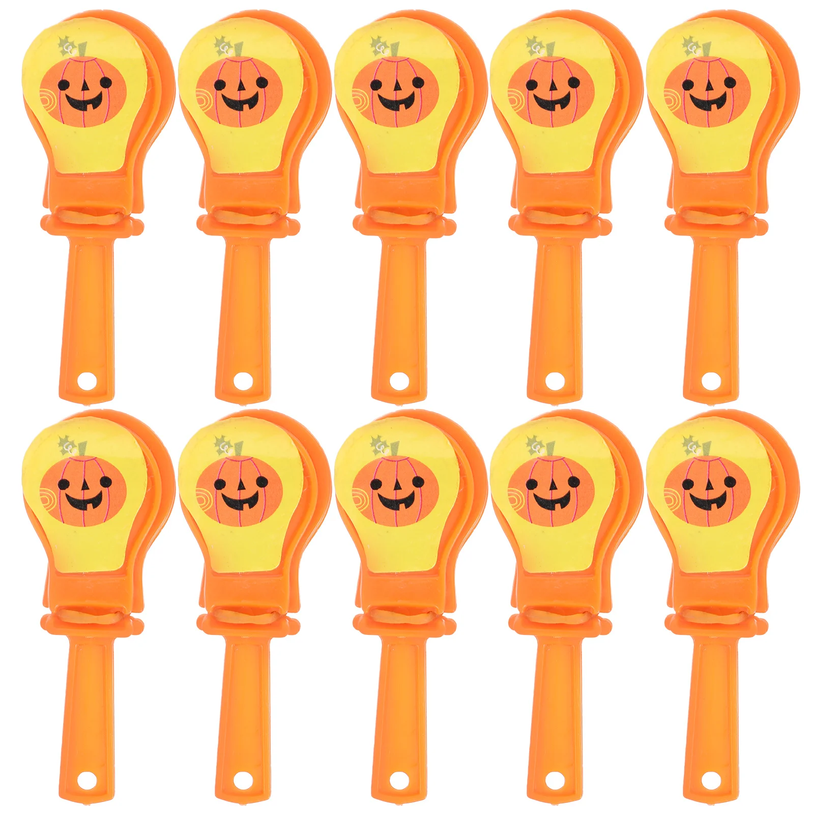 10 Pcs Pom Poms Halloween Pumpkin Head Hand Toy Clappers Noisemakers Glow Party Plastic Prank