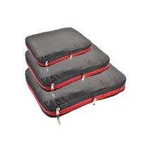 3PCS Set Travel Compression Packing Cubes Double Layer Portable Pouch Waterproof Nylon Storage Bags for Clothes Shoes Suitcases