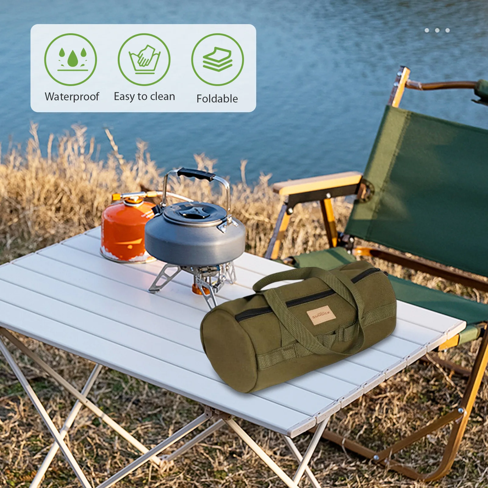 

SUNDICK Ground Nail Storage Bag Large Capacity Canvas Hammer Stakes Pegs Bag Waterproof Lightweight Breathable Camping Supplies
