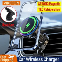 TEC Refrigeration Magnetic Car Wireless Charger Cooling Car Phone Holder Mount Fast Charging Station for iPhone 15 14 13 12 Pro