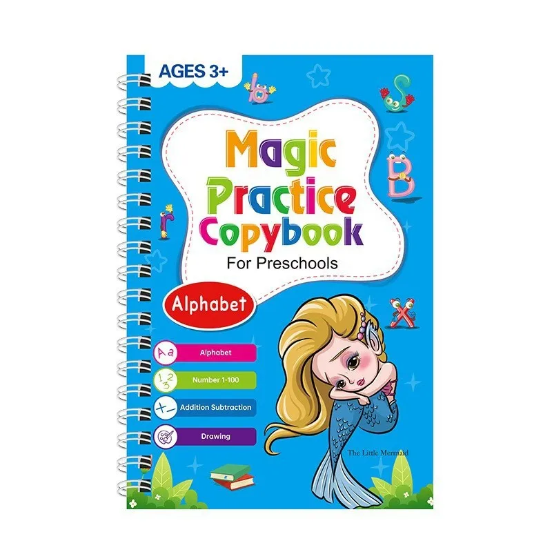 كتاب ممارسة الكتابة المخطوطة للأطفال للتدريب على التحكم في قلم تتبع الحروف الإنجليزية ورسم كتاب الأرقام السحرية