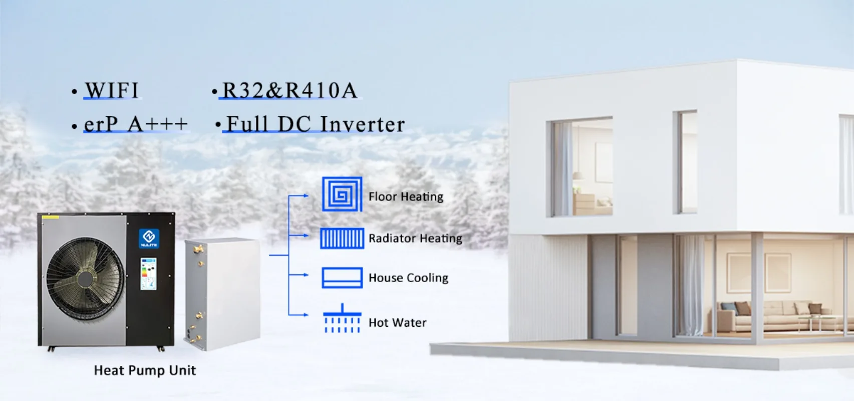 2023 R290 Inverter 16kw 20kw Air To Water Air Source Small Heat Pump Split Type for Heating