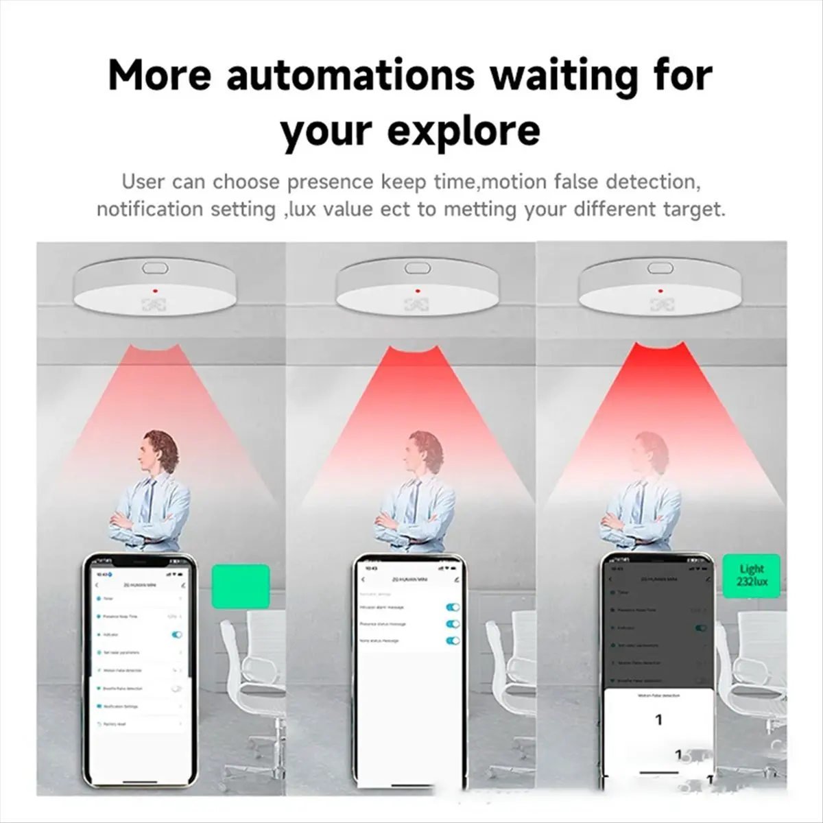 (A03R) Tuya WiFi Human Presence Sensor Motion Sensor 24G Radar Detection Smart Home Remote Control Security Protect