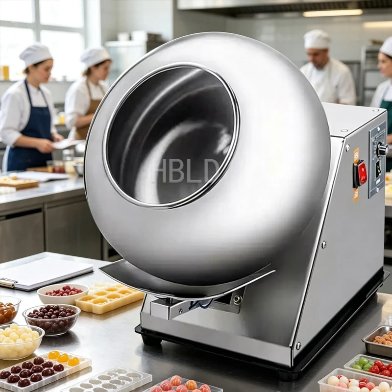 Multi-Function Chocolate & Nuts Coating Pan Machine for Almonds Peanuts & Sugar Candy Polishing Home Commercial Kitchen Equipmen