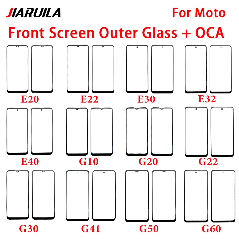 For Moto E20 E22 E30 E32 E40 G20 G22 G30 G41 G50 G30 G41 G50 G60 G60S G100 10 Power Touch Screen Front Outer Glass Panel LCD Len