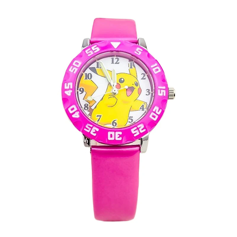 Miniso Anime Cartoon Pokemon Pikachu Runde Quarz Jungen Mädchen Student Uhr Nette Kinder PU Leder Gürtel Armbanduhr Weihnachten Geschenke