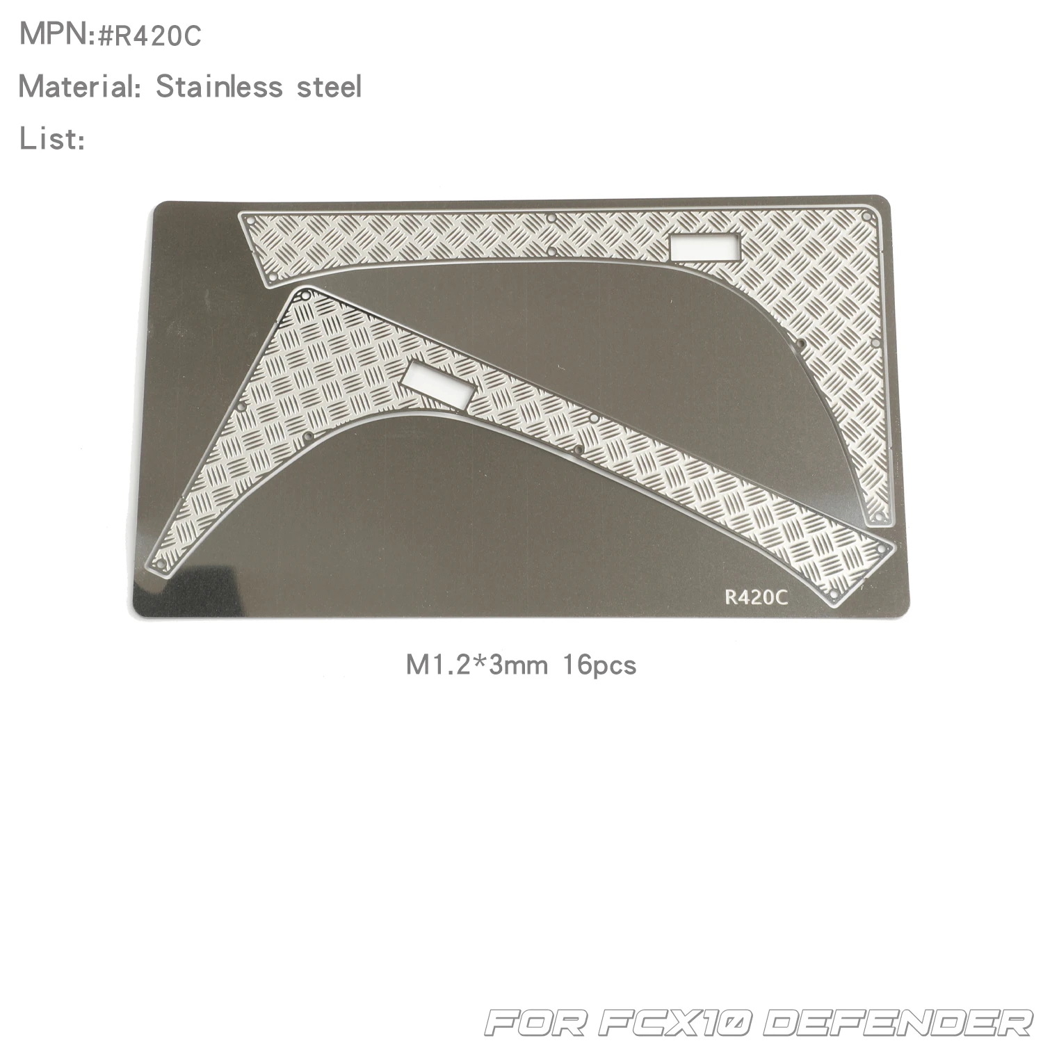RCDream 1/10 Metall karierte Diamantplatten Blatt Wendefenster faltbares Werkzeugtischgeflecht für FCX10 Camel Defender Hood Body