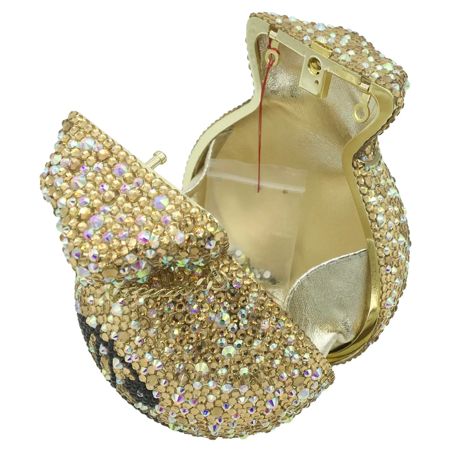 Boutique De FGG Novelty Designer MInaudiere Handbags Women Gold Money Pouch Bag Crystal Clutch Purses Party Cocktail Diamond Bag