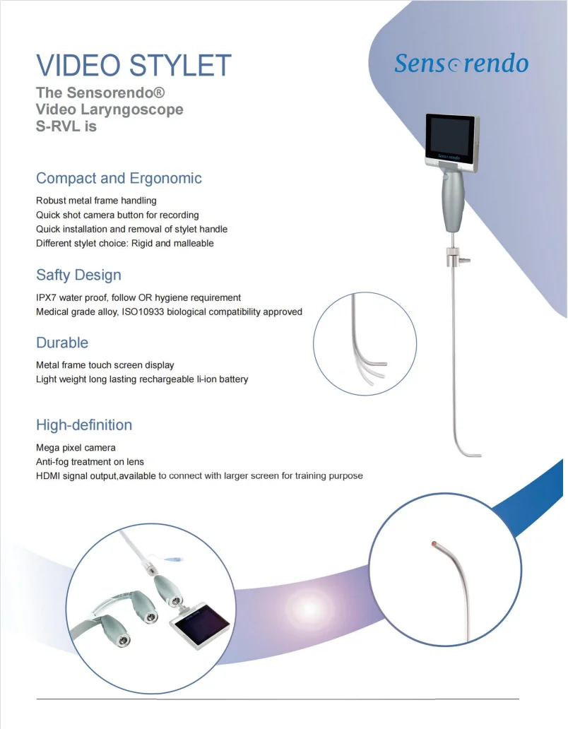 3.5 Inch High Resolution Display Video Laryngoscope IPX7 Water Proof Reusable Malleable Stylet