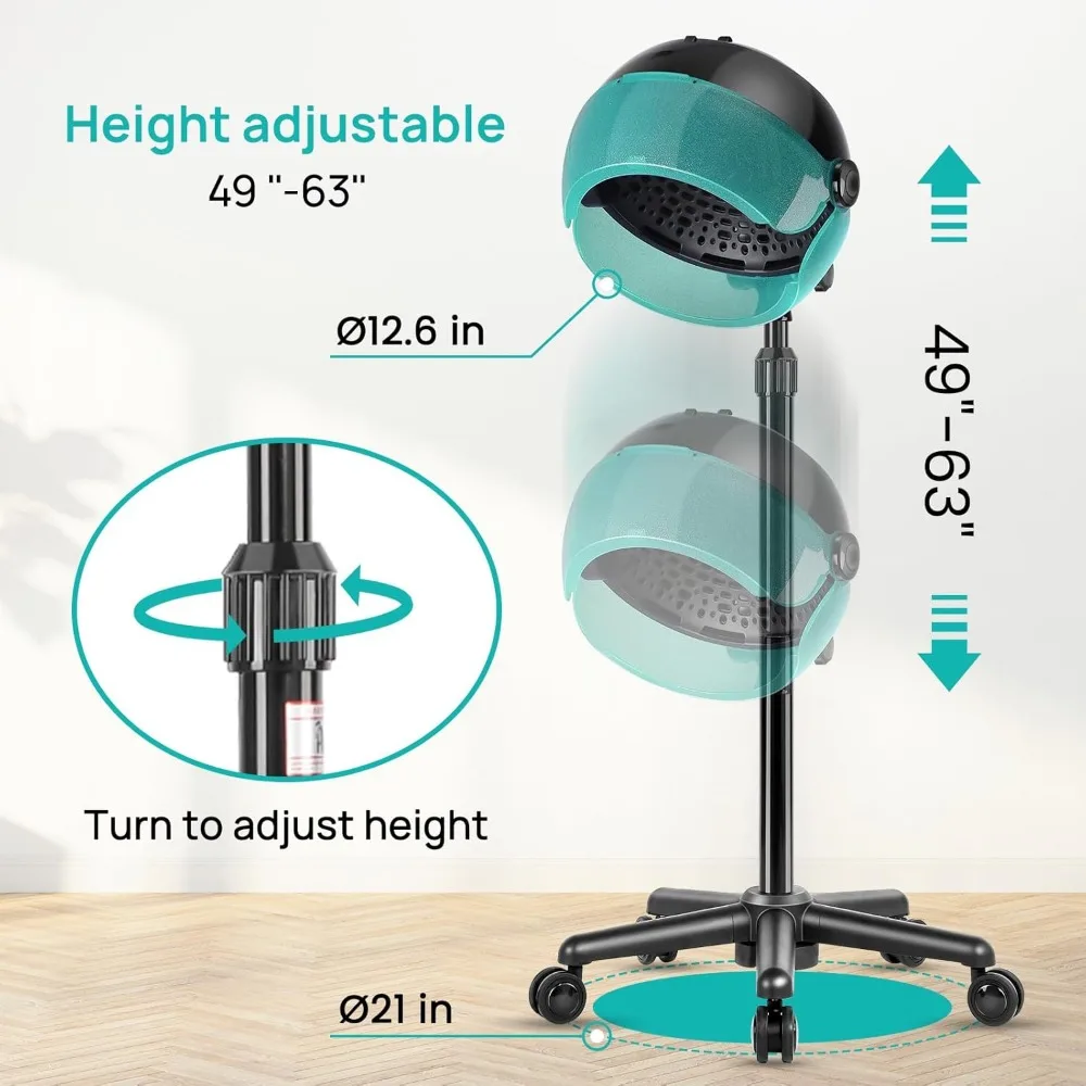 Ionic Hooded Hair Dryer with Digital Display, Touch Controls and 3 Temperature Settings for Salon and Home Use