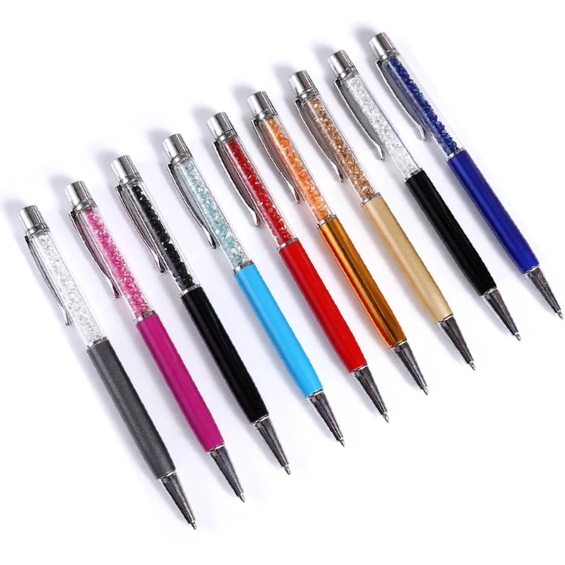 

50Pcs Ballpoint Pen Crystal Diamond Metal Beautiful Student Writing Office Gift High Quality Luxury Free Customized Logo Name