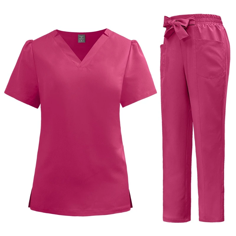 Women's New Quick Dry Thin Solid Color Scrubs Nursing Uniform Soft Workwear for Hospital Beauty Salon SPA and Medical Staff