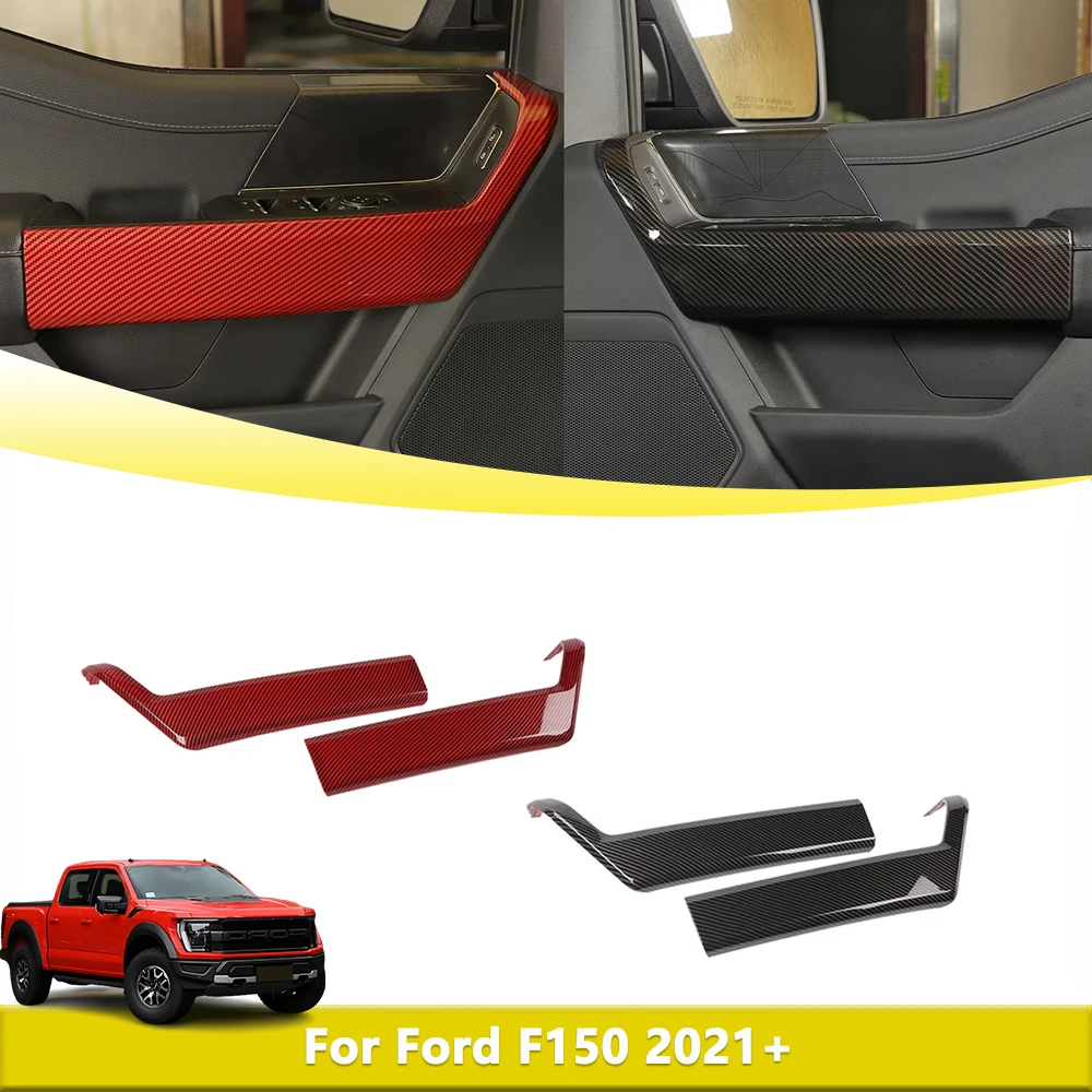 Inner Car Front Door Grab Handle Decoration Cover Trim for Ford F150 2021-2024 Armrest Handrail Interior Accessories Stickers