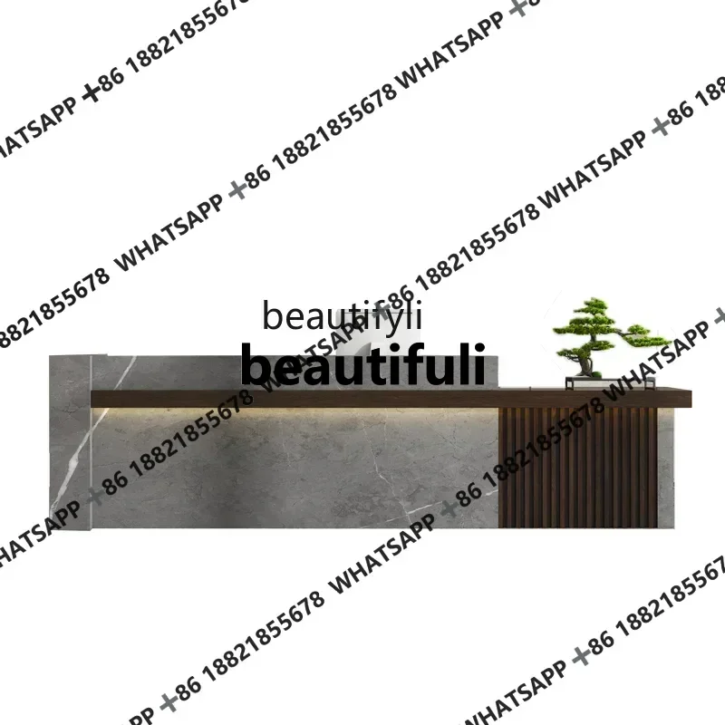 xx1Simple Modern Table Retro Hotel Lobby Front Desk Chinese Bar Counter Cashier Desk New Chinese Reception Desk Health Club