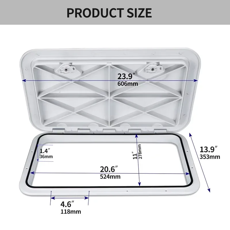 Marine Yacht Inspection Hatch Cover Square White Non Slip Deck Manhole Access Panel for Boat Ship RV Camper Trailer Floor view 2