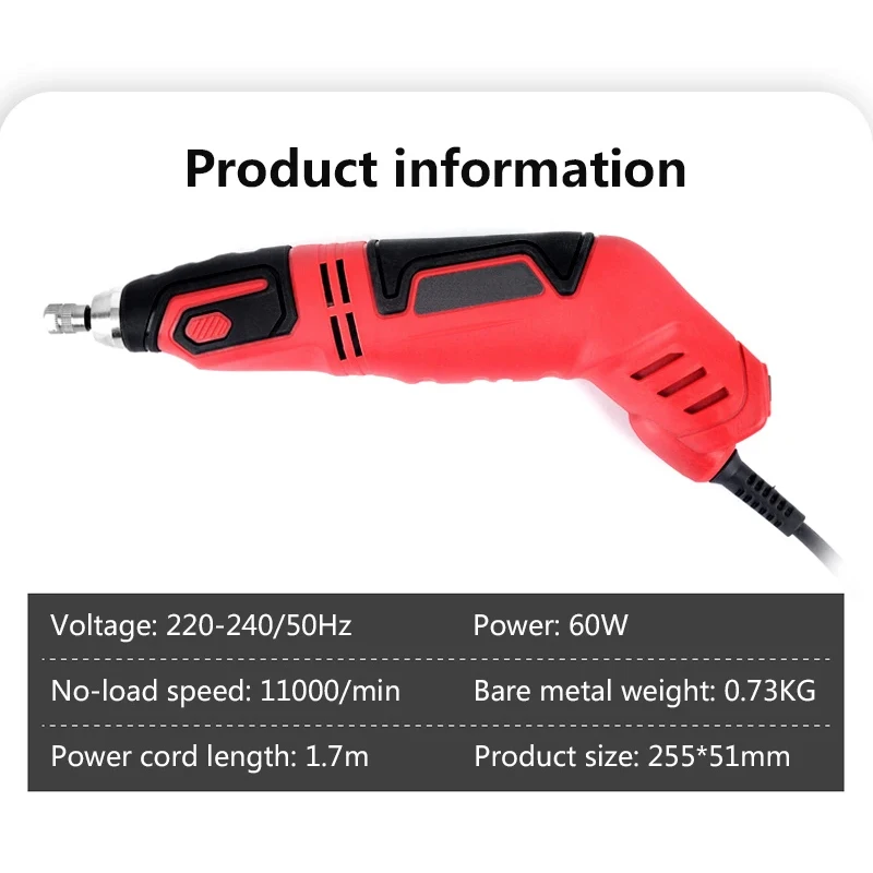 60W 220V Electric Carving Knife Chisel Set with 5PCS Blades Wood Carving Pen Power Graving Chisel Root Carve Tools 11000/min