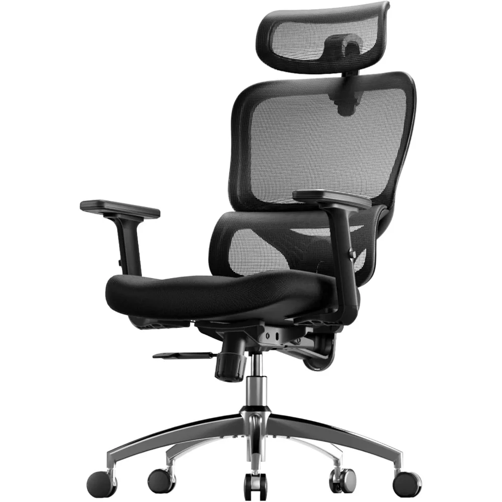 

ergonomic high-back office chair with lumbar support and adjustable swivel for computer work