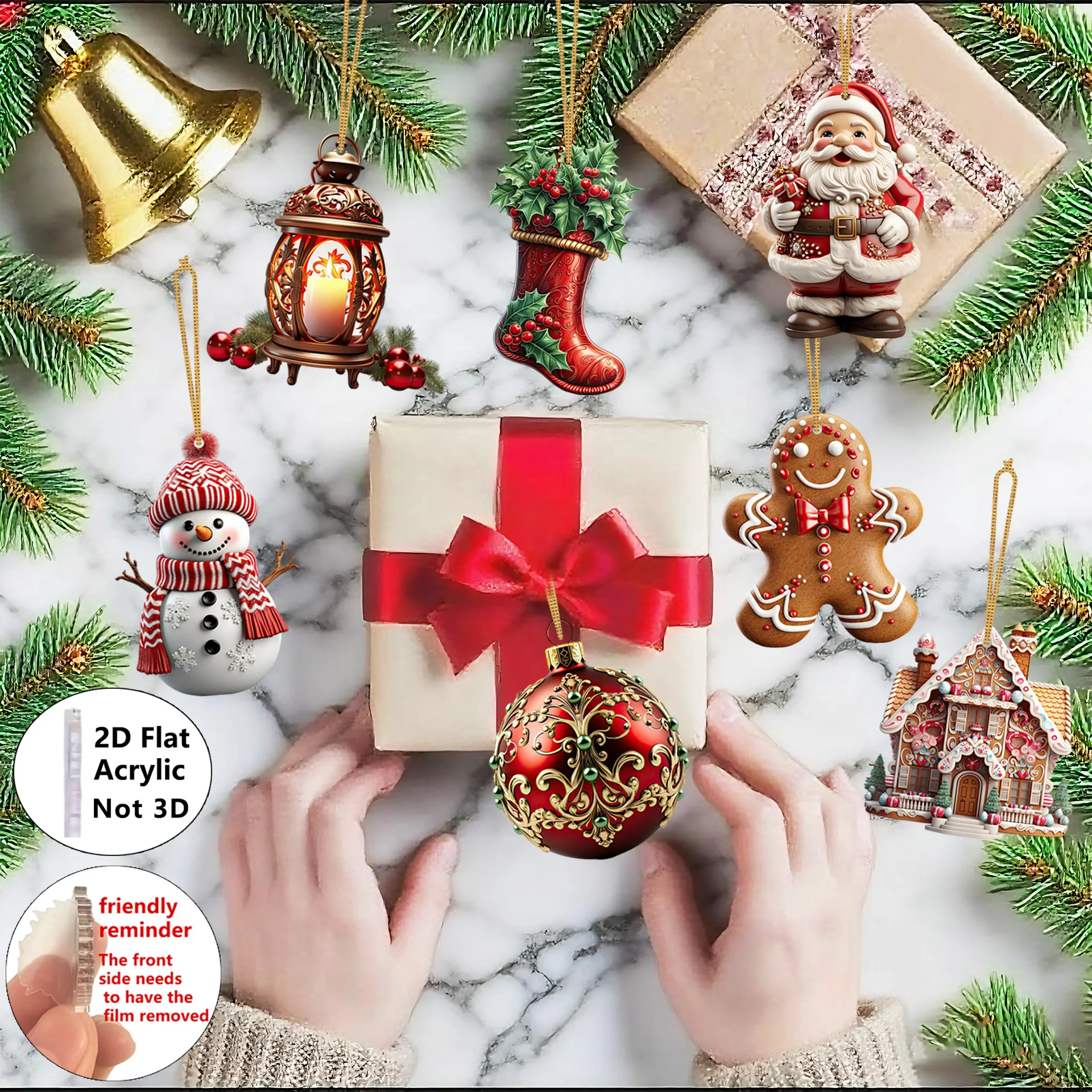 8 قطعة عيد الميلاد 2D الاكريليك المعلقات الزنجبيل رجل شجرة عيد الميلاد حلي معلقة المنزل حفلة زينة عيد الميلاد نافيداد هدايا السنة الجديدة