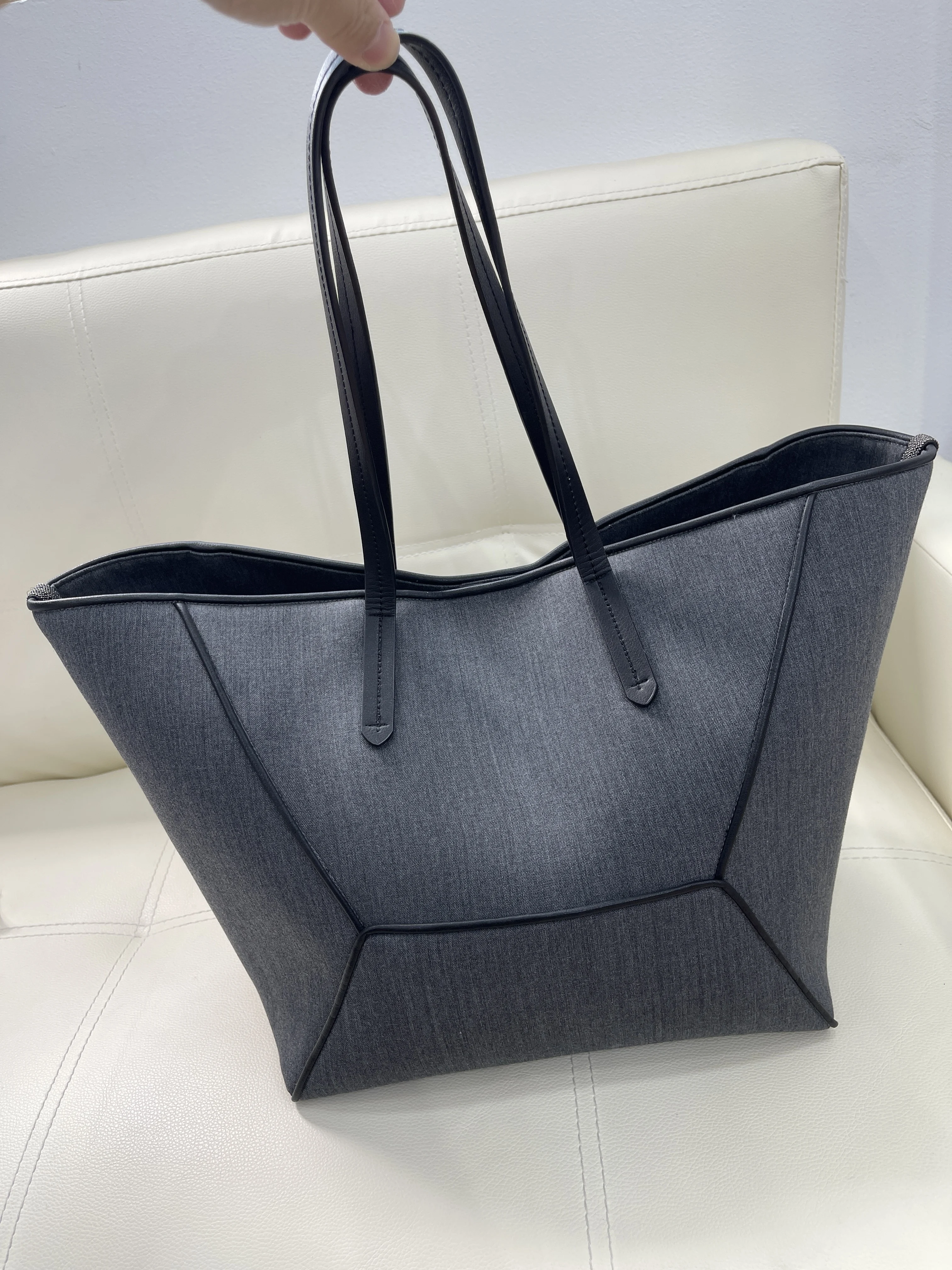 

Ladies New Style Bag Fashionable Versatile Shoulder Bag Tote Bag Denim Surface With Sheepskin 47*20*26