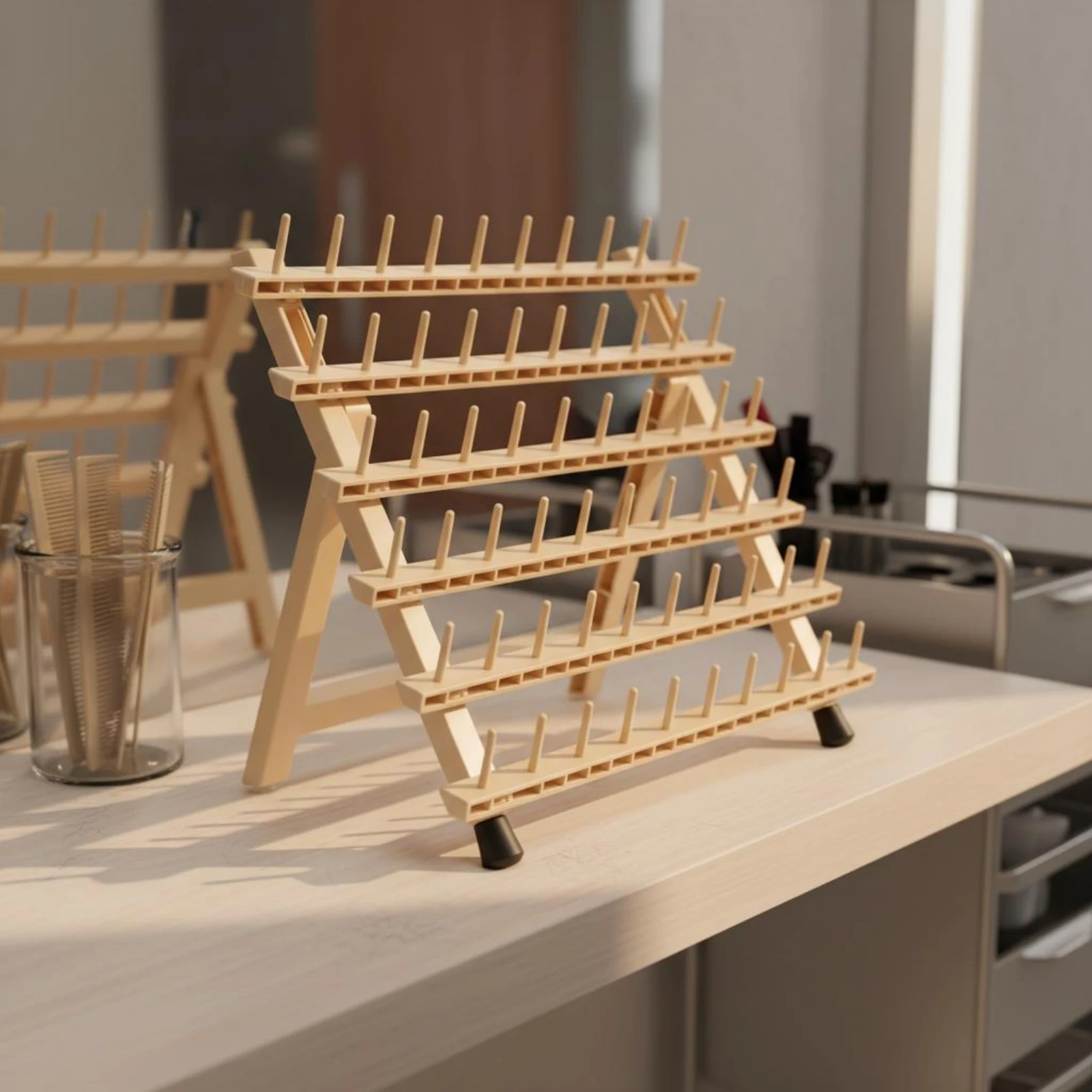 

Hair Braiding Rack Multi-Tier Braiding Rack Braid Stand Freestanding Hair Extension Holder Wood-Tone Finish for Floor