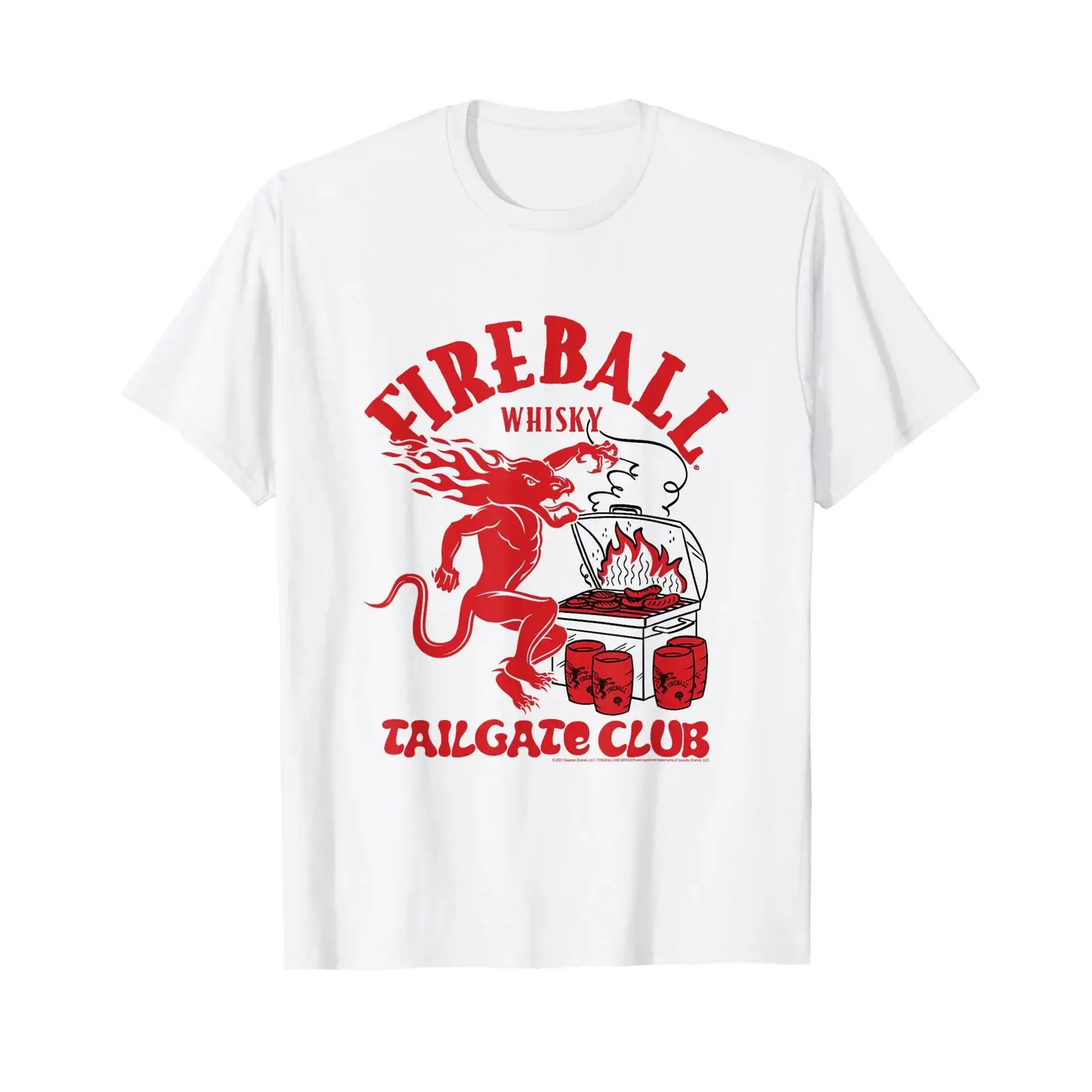 Fireball Cinnamon Whisky Tailgate Club Drinking T Shirt vintage Washed homme Casual Slightly fashion streetwear Stylish