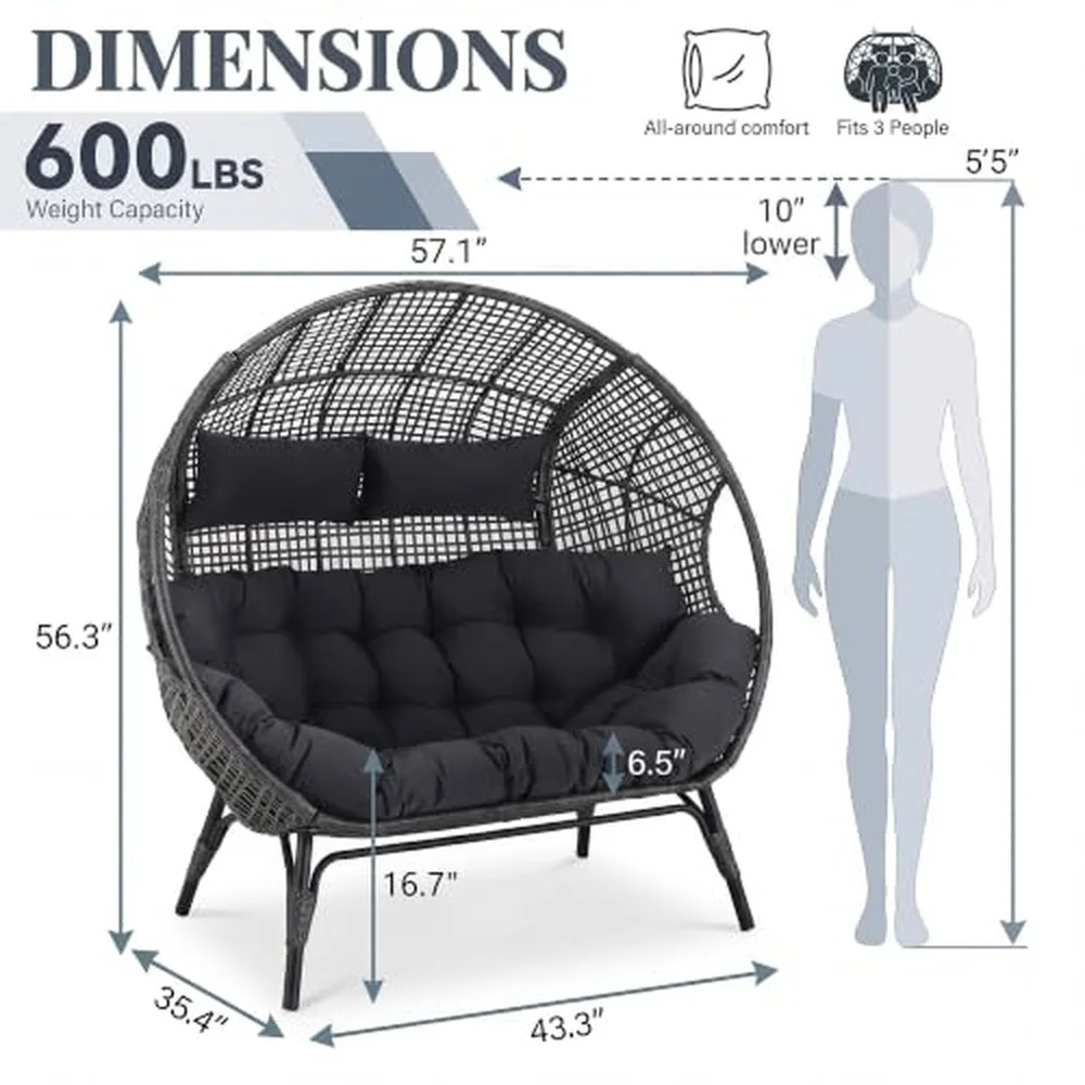 ® Double Egg Chair Indoor Outdoor Stationary Oversized 6.5