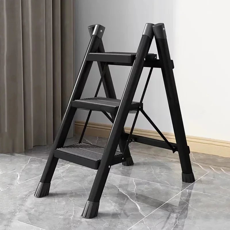 2/3 Steps Ladder Multipurpose Foldable Compact Stairs Platforms Metal Quick Step Stools Mini Black Small Escalera Home Furniture