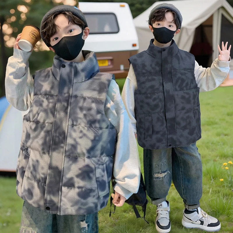 Autumn Winter Children Stylish Warm Vest Boys Girls Hooded Thicken Sleeveless Jacket 4-14 Years Kids Teenager Fashion Waistcoat