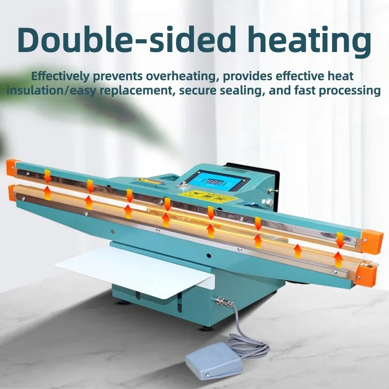Desktop Pneumatic Foot Pedal Digital Heat Sealer Wide Non-Stick Strip Plastic Bag Sealing Machine
