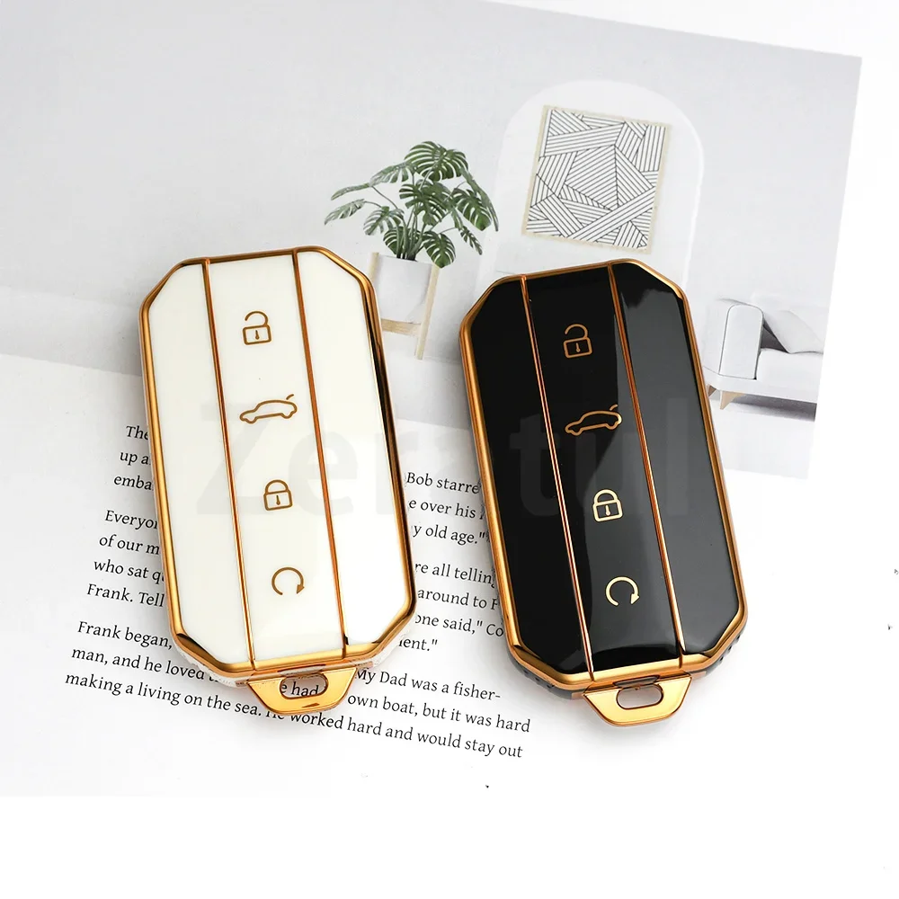 4 Button Gold Edge TPU For Chery Jaecoo 5 Ev J5 J7 2025 Car Key Fob Cover Sport Racing Auto Keyless Shell Remote Key Cover