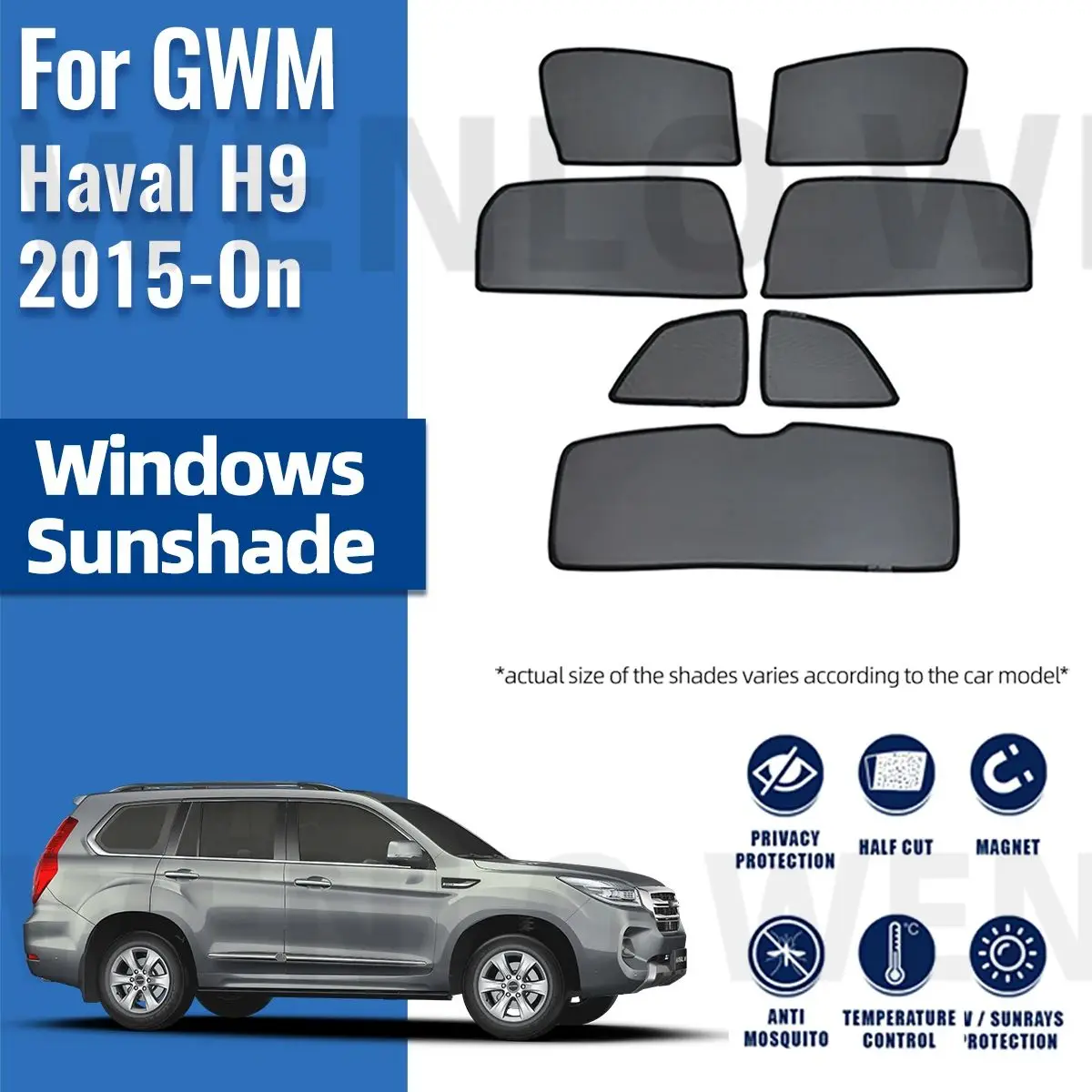 For GWM Haval H9 2015-2023 Car Side Window Sunshade Windshield Magnetic Sun Shade Solar Protection Parasol Children Curtains