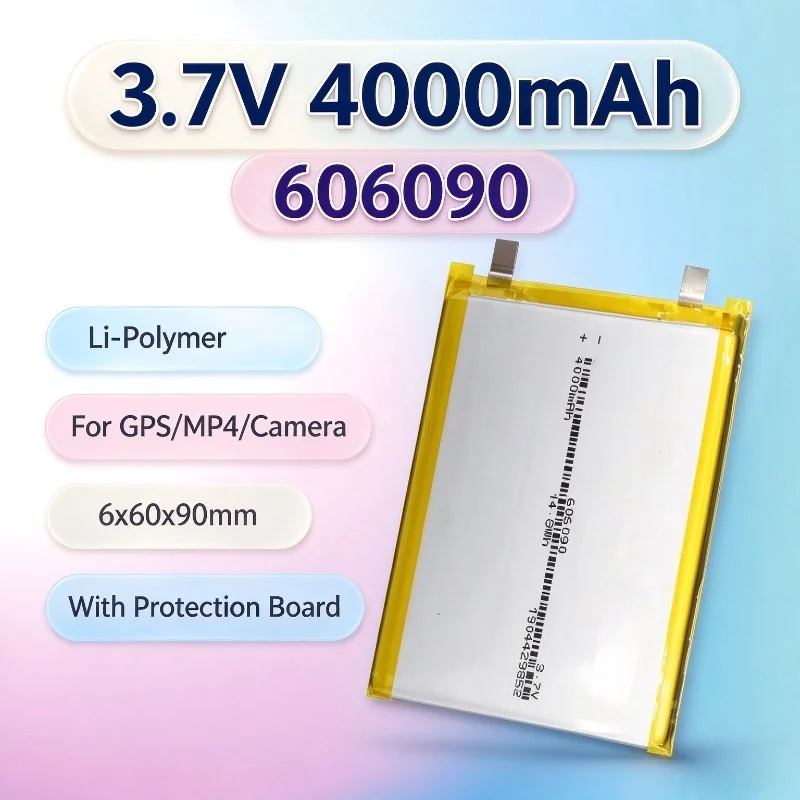 606090 3.7V 4000mAh Lipo Battery for GPS Tablet Power Bank Camera MP4 Electric Toy Rechargeable Spare Part