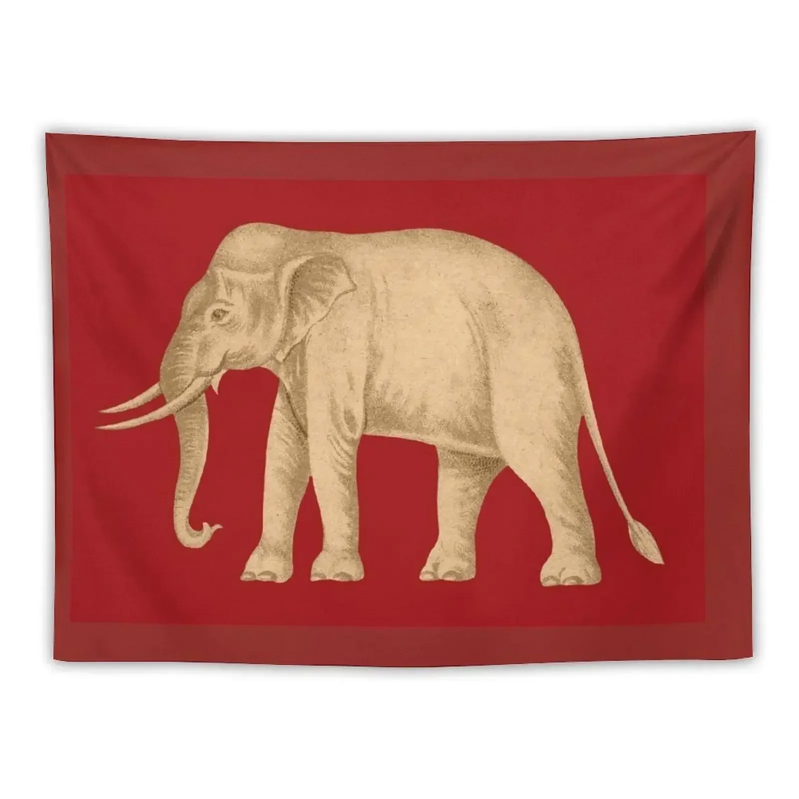 A White Elephant on the Red Field.-- The Historic Siam King Rama III White Elephant Flag - Thailand Elephant With Tusks Tapestry