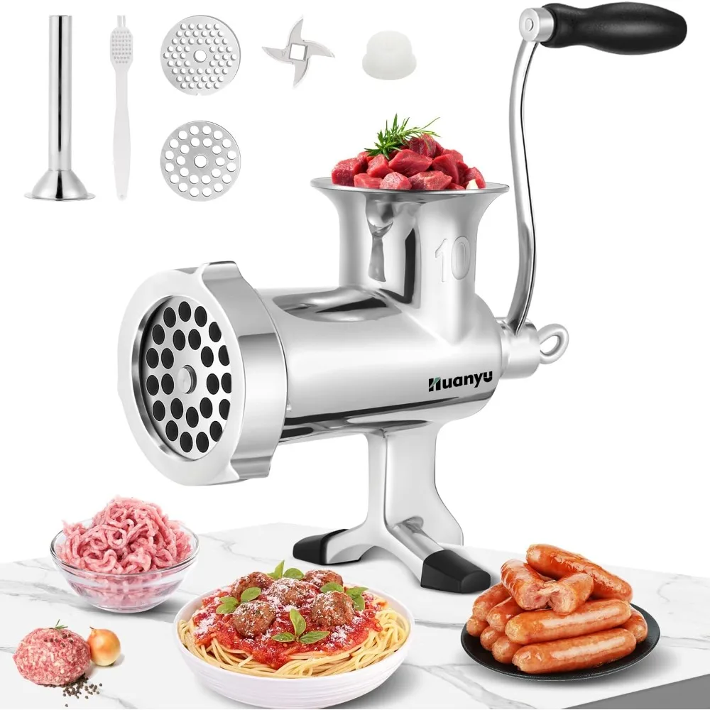 

Huanyu Meat Grinder Manual Stainless Steel Meat Mincer Sausage Stuffer Filler Handheld Meat Ginding Machine Multifunctional