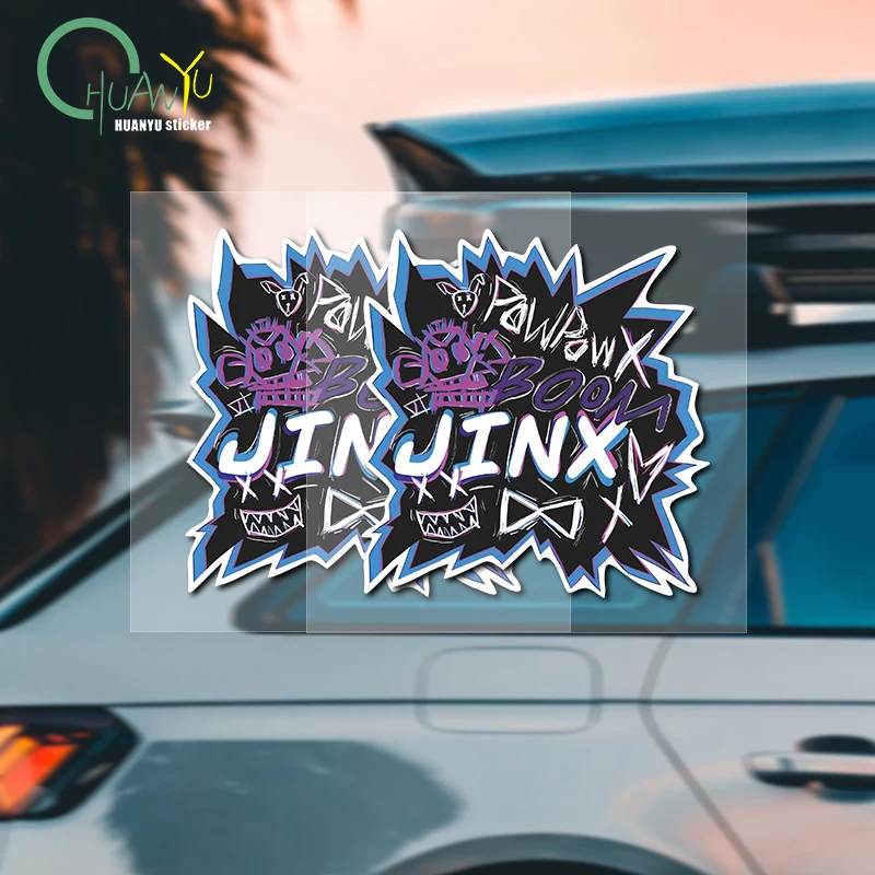 League of Legends Jinx Personality Graffiti Style Crackle Pattern Car Sticker Creative Body Scratch Cover Decoration Sticker