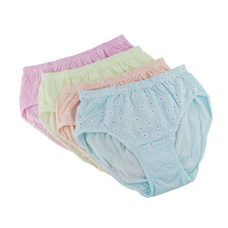 4Pcs/Lot Women\'s Panties Plus Size 6XL High Waist Underpants Breathable Print Cotton Underwears Female Briefs
